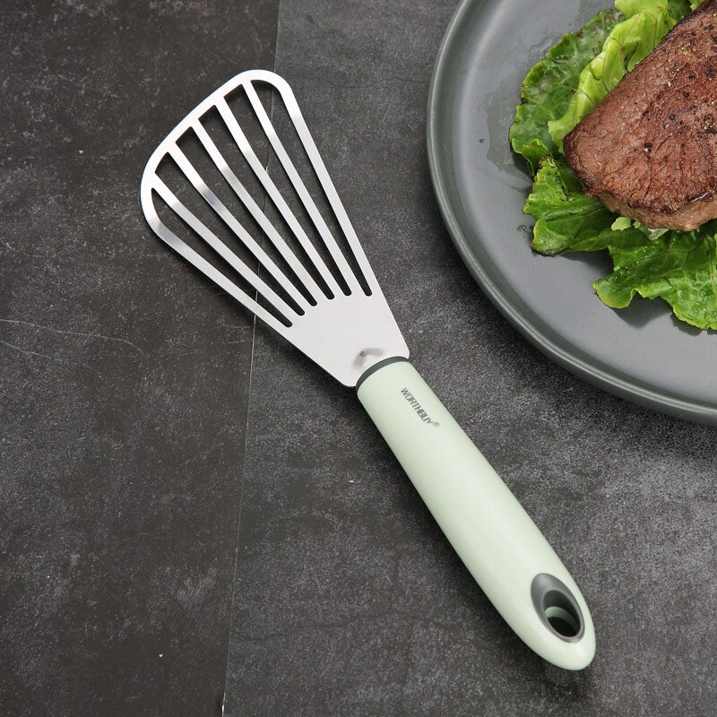 WORTHBUY Kitchen Utensils BBQ Turners Stainless Steel Barbecue Turners Spatula With Plastic Handle Restaurant BBQ Accessories: Default Title