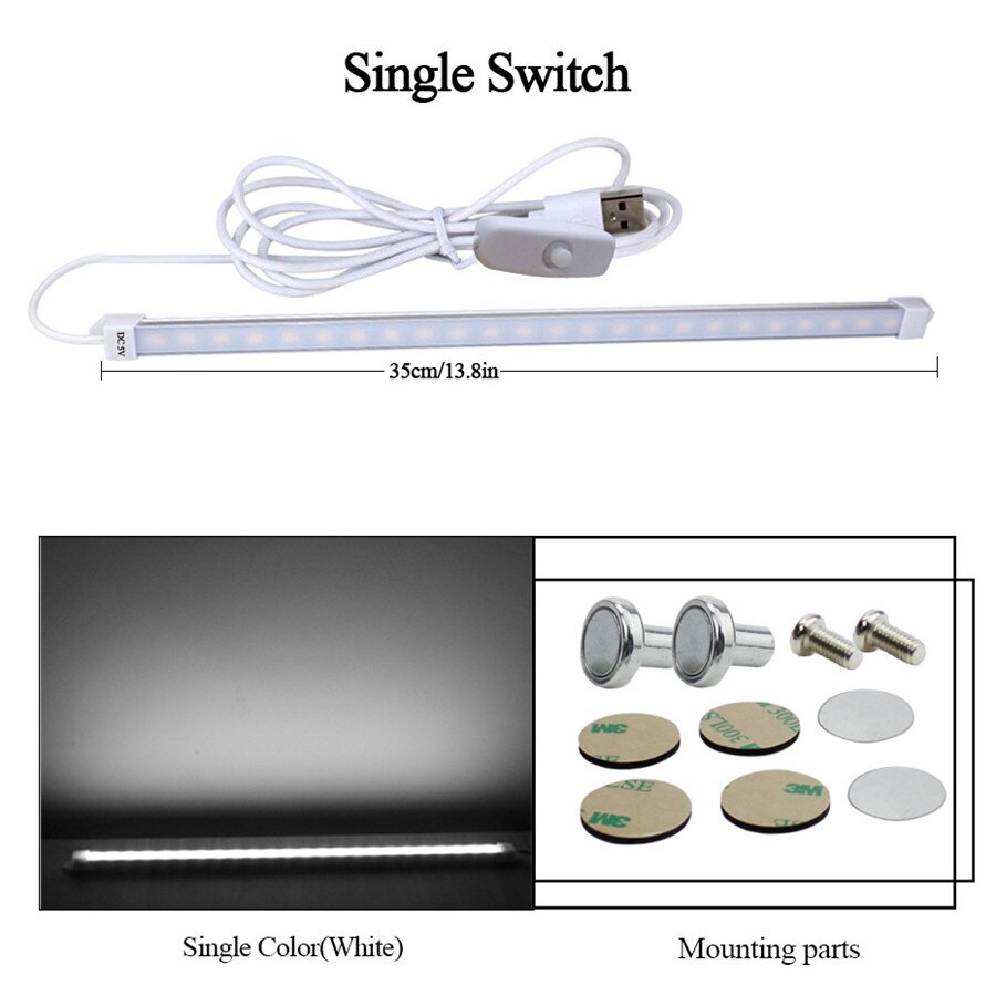 Bureaulamp Dimbare USB Led Bar Nachtlampje Led Tafellamp DC 5V Dagelijkse Verlichting Nachtlampje Dimbare 3 kleuren Wit Warm Wit: 35cm White