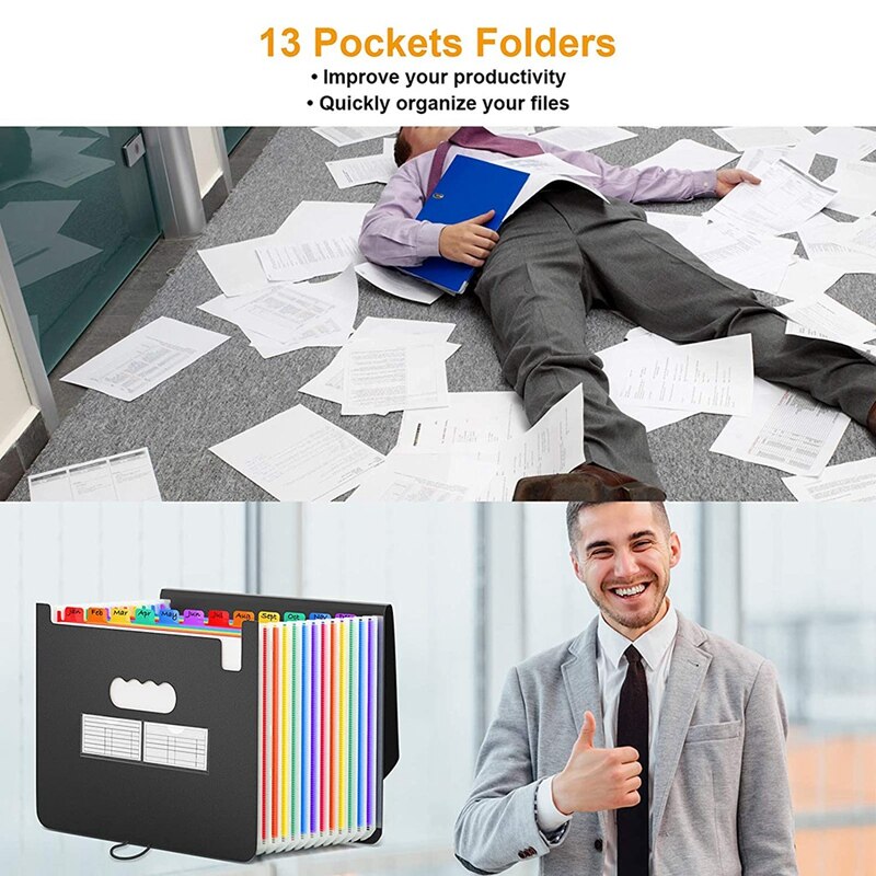 PPYY-Expanding File Folder 24 Pockets Portable Rainbow A4 File Organiser Self Standing Accordion Document Filing Box