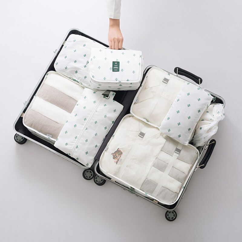 8-Piece Luggage Packing Cube Set - Large Capacity Travel Organizer Bags - Polyester Storage Suitcase Organizer: Cactus