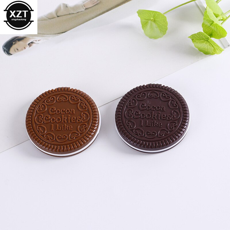 1 pcs Mini Pocket Make Chocolate Cookie Koekjes Compacte Spiegel Met Kam Leuke Opvouwbare