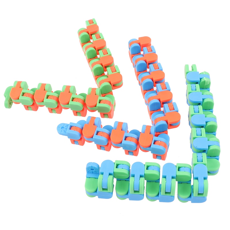 1pc Kids Autism Snake Puzzles Classic Sensory Toy Multicolor Wacky Tracks Snap and Click Fidget Toys