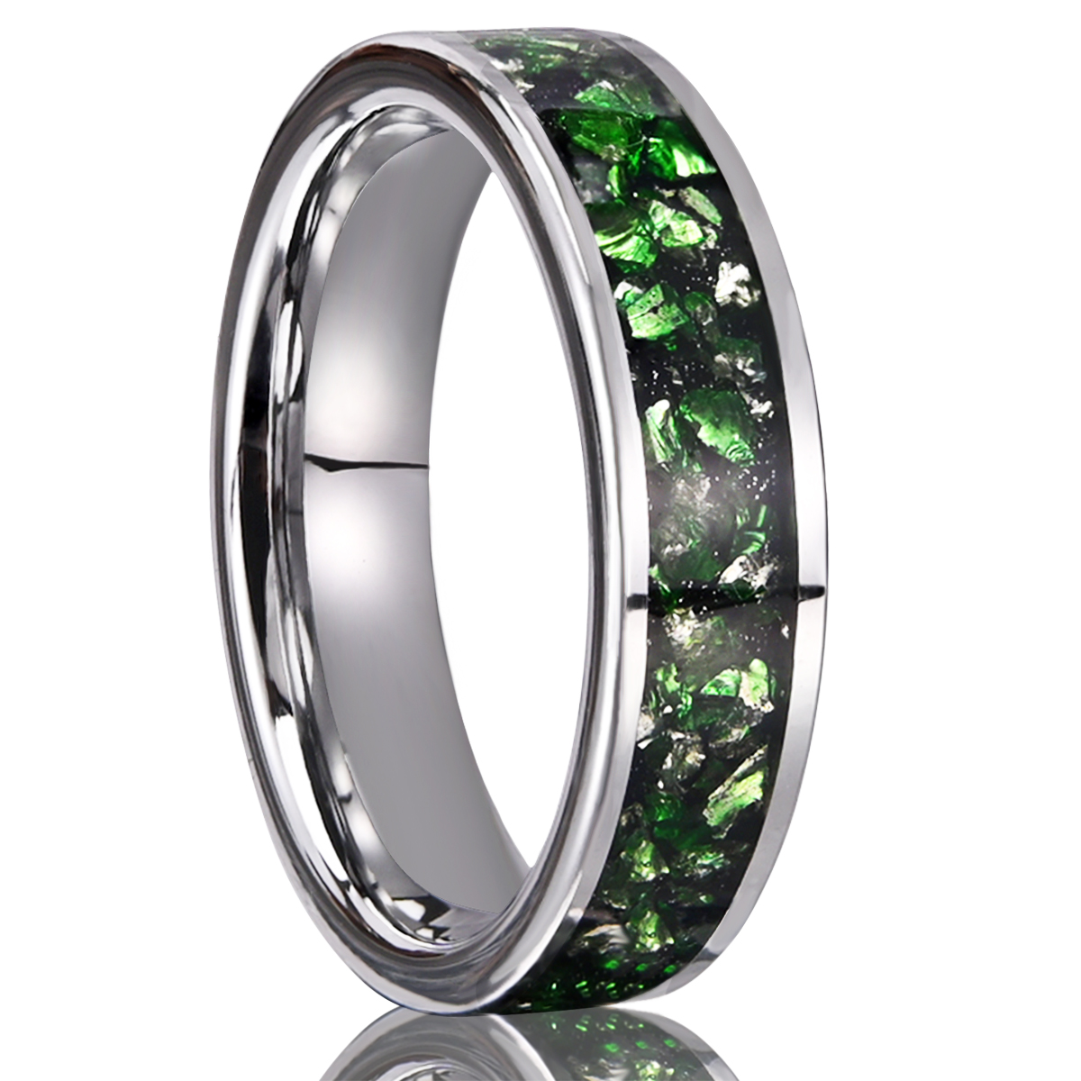 Anelli da uomo e da donna in carburo di tungsteno da 6mm con fedi nuziali da donna con pietre preziose verdi alla moda e comodi da indossare: 10.5