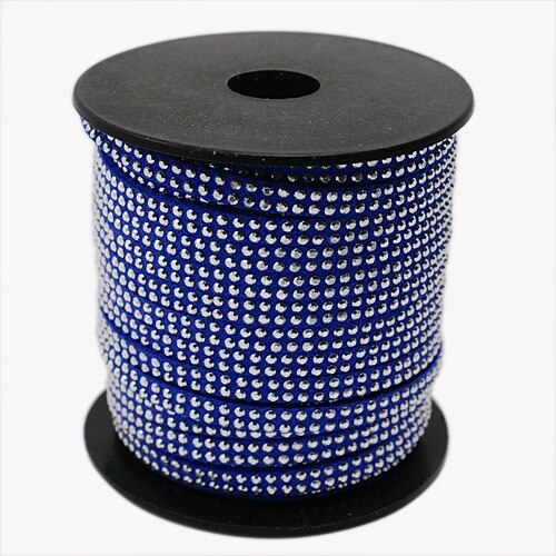 2 Row Silver Aluminum Studded Korea Faux Suede Cord 5x2mm Jewelry Findings about 20yards/roll