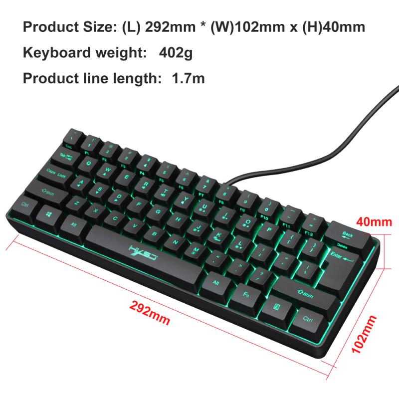 Gaming Keyboard RGB Lighting 61 Key Keyboard Multiple Shortcut Key Combinations For PC Laptop Computer Gamer Accessories