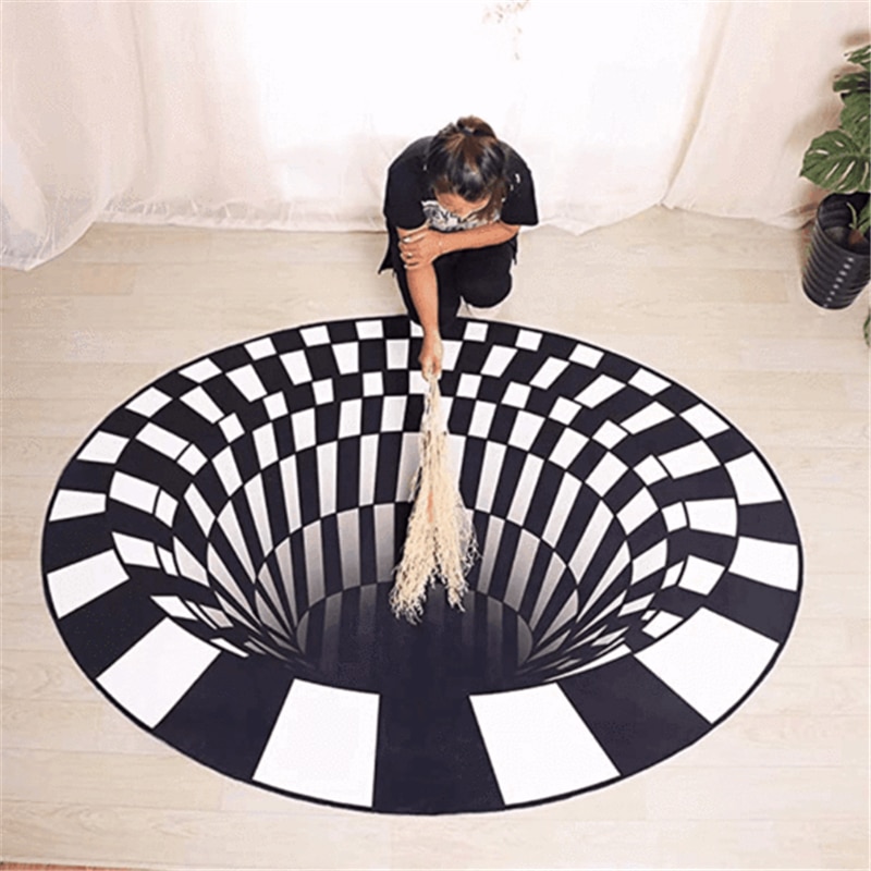 Vortex illusion tæppe 3d vortex illusion tæppe hvirvel print optiske illusion områder tæppe gulvunderlag skridsikre dørmåtter