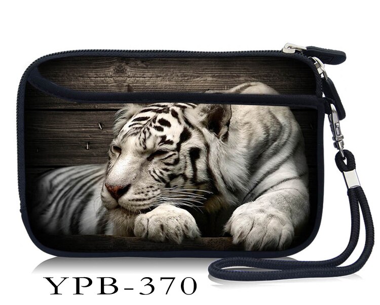 White Tiger Hand Carry Case Cover Pouch for 2.5 inch Power Bank USB External HDD Hard Disk Drive Protect Protector Bag