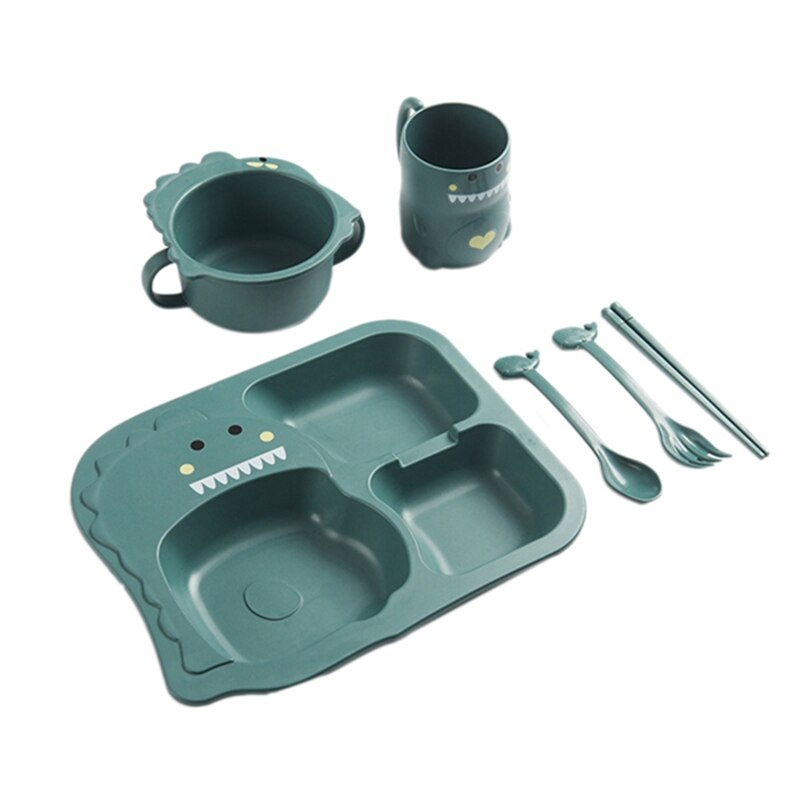 6 Pcs Baby Dinosaur Tableware Children's Cartoon Feeding Dishes: Default Title