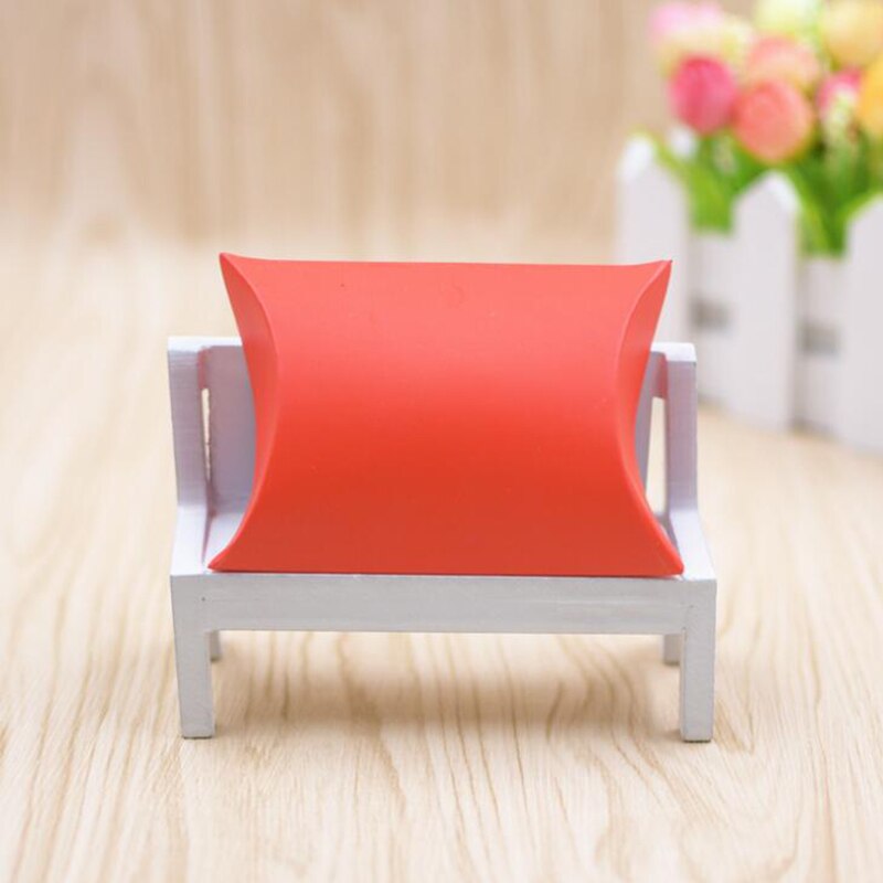 Caja de papel Kraft con forma de almohada para dulces, recuerdo de boda, caja de para pastel de , 50 piezas: Red