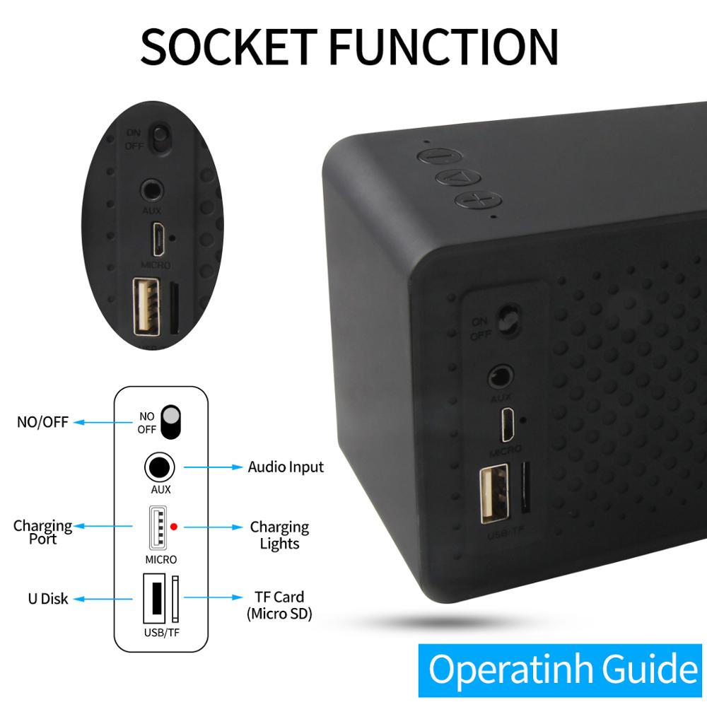 F2 Wireless Powerful Bluetooth Speaker Portable Column Mini Speaker Bluetooth 4.2 Outdoor Column Sound box with TF Card FM Radio