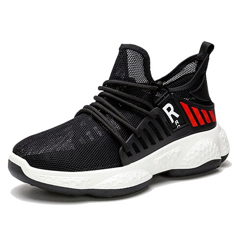 Oeak letvægts løbesko snørebånd åndbare sneakers til mænd højde øge gå gymnastiksko sportssko mand zapatillas hombre: Sort / 42