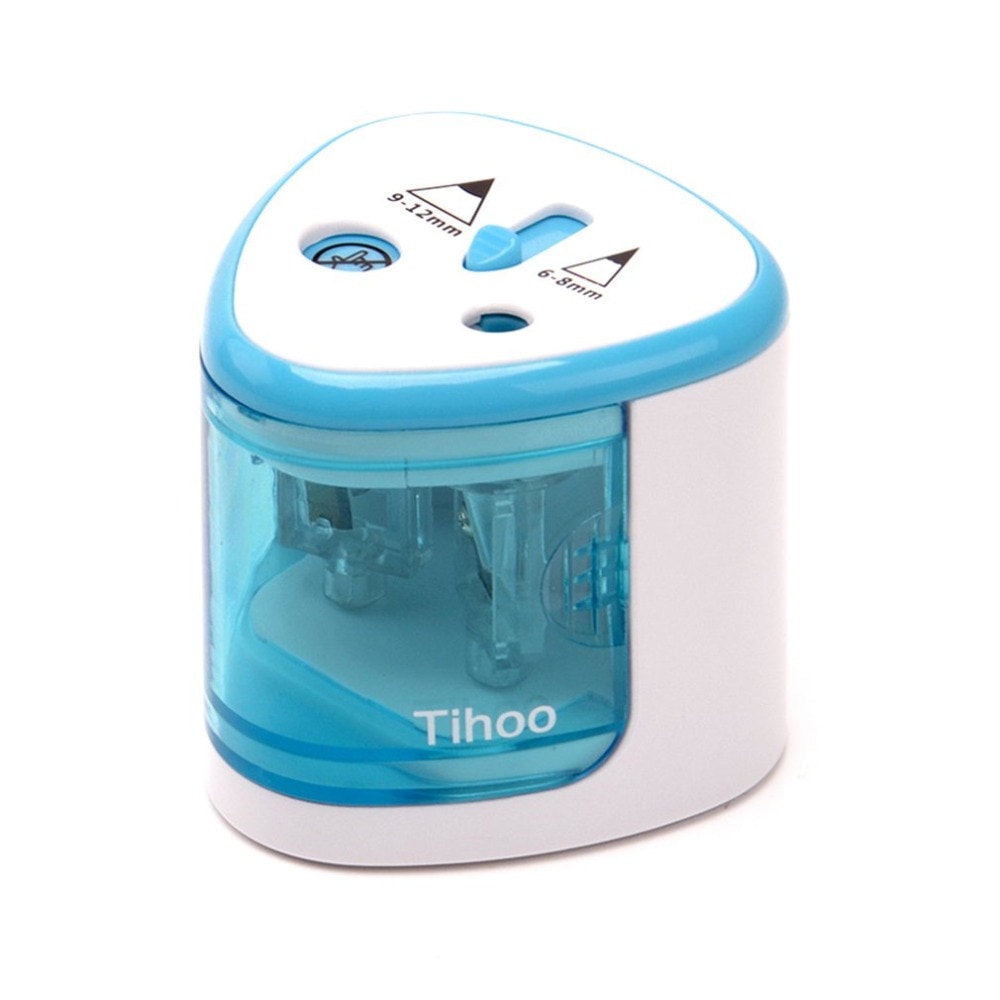 Sacapuntas eléctrico único de 2 agujeros compactos para boceto de arte papelería escolar sacapuntas automático accesorios de oficina