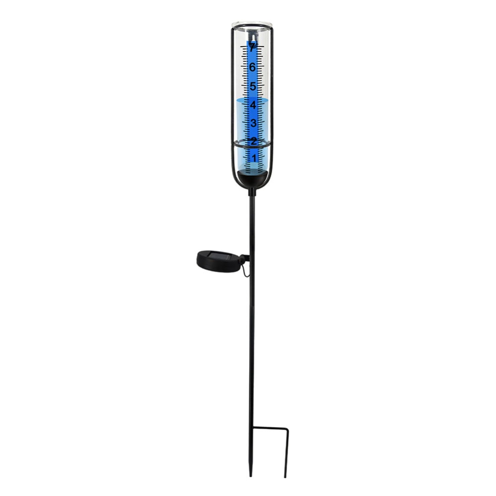 Durable Solar Rain Measure Gauge Large Clear Numbers Freeze-Proof Rain Meter Transparent Plastic Outdoor Rain Gauge Garden: Default Title