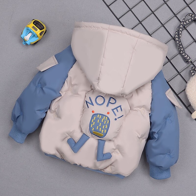 Winter Baby Boy Warm Parka Kleding Jongens Katoen Gewatteerde Jas Baby Kids Gewatteerd Jasje Kind Thicken Hooded Uitloper: light blue / 120cm