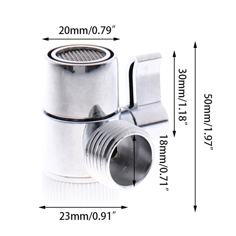 3-way Diverter Valve Faucet Connector Adapter Three Head Function Switch