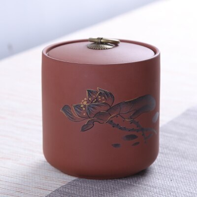 Ceramic Tea Canister Tea Pot Ceramic Yixing Zisha Pu'er Tea Jar Chinese Style Restoring Ancient Ways Porcelain Can Easy To Carry: ziniheye