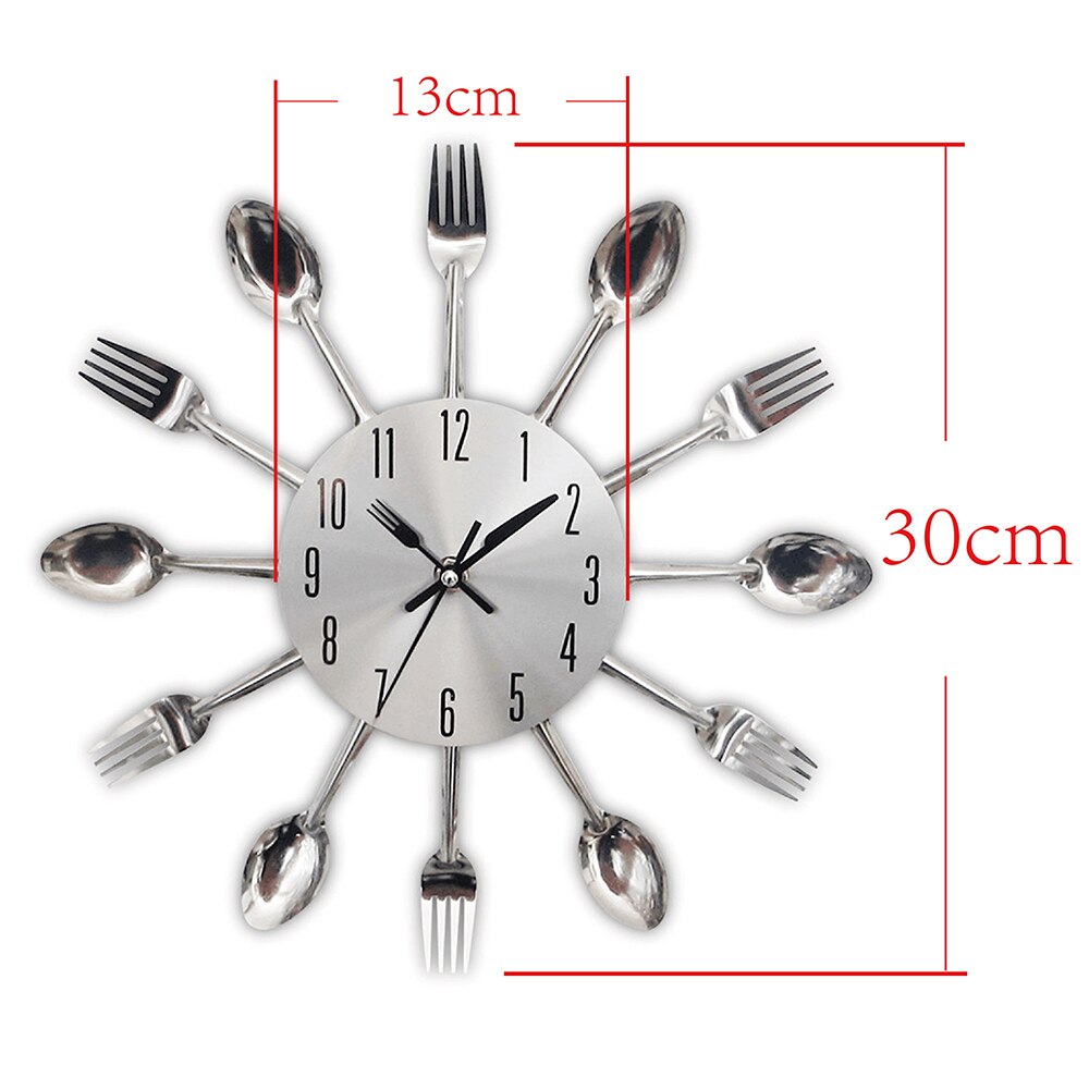 Besteck Metall Küche Wanduhr Löffel Gabel Kreative Quarz Zauberstab Montiert Uhren Modernes Dekorative Horloge Murale