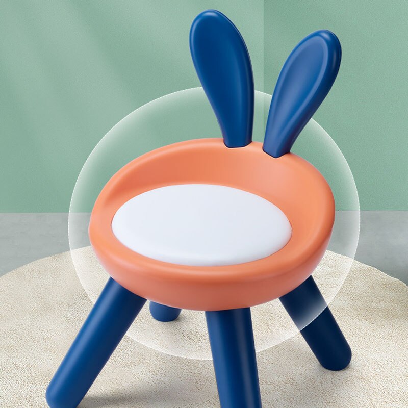 Plastic Step Stool with Back Support, Anti Slip 4- Foot Step Stool for Kids Toddler Child Cute Pet Rabbit Chair: Orange