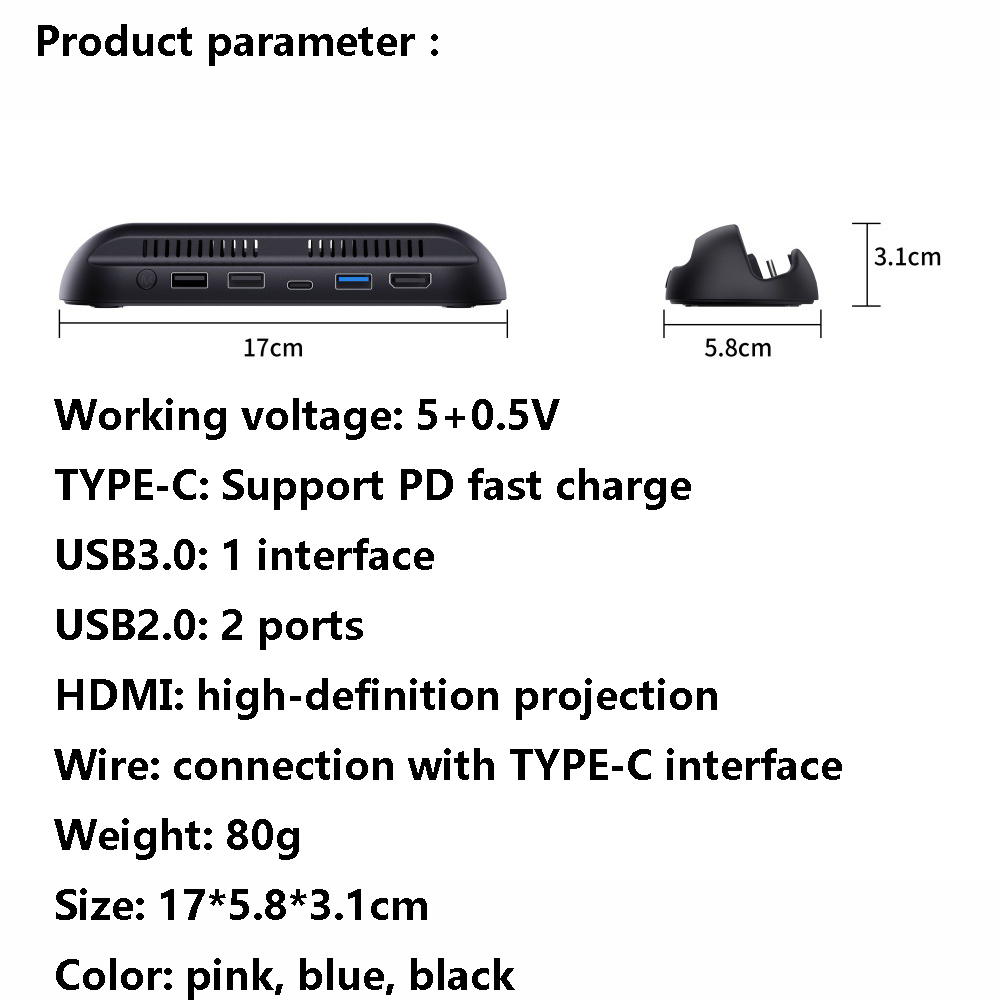 Portable Dock Station USB 3.0 2.0 Replacement Switch Host Charger Dock Video Conversion Switch Dock for Nintendo Switch Host