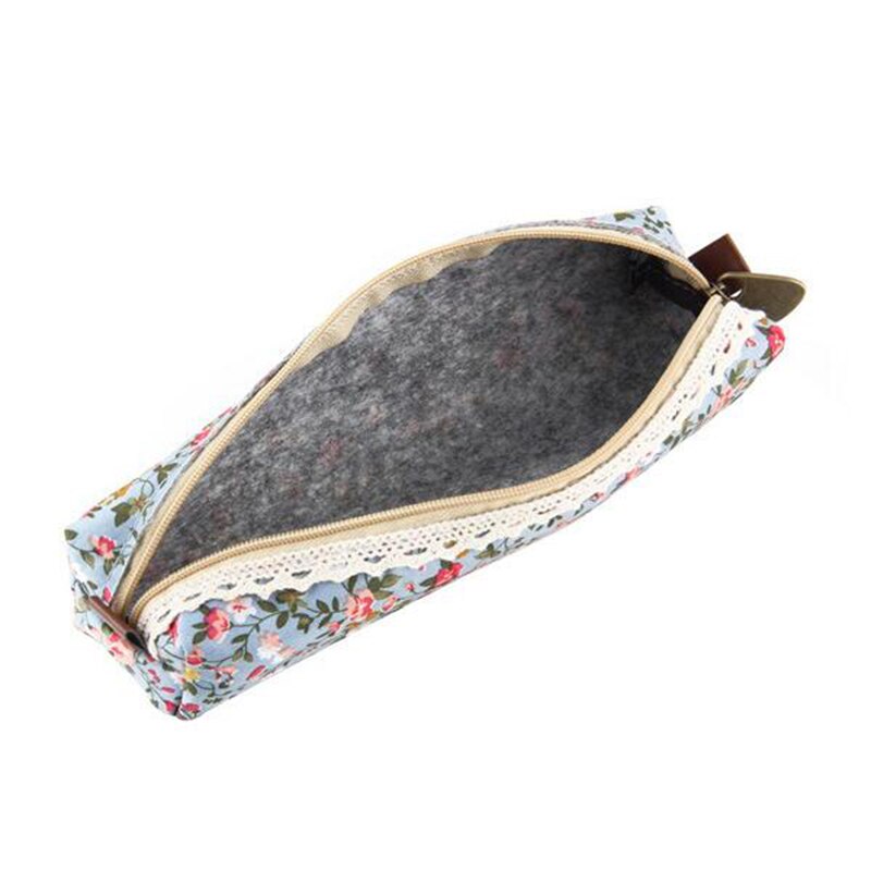 Mini Retro Flower Floral Lace Pencil Case, Pencil Bag School Supplies Cosmetic Makeup Bag Zipper Pouch Purse, Estojo Escolar