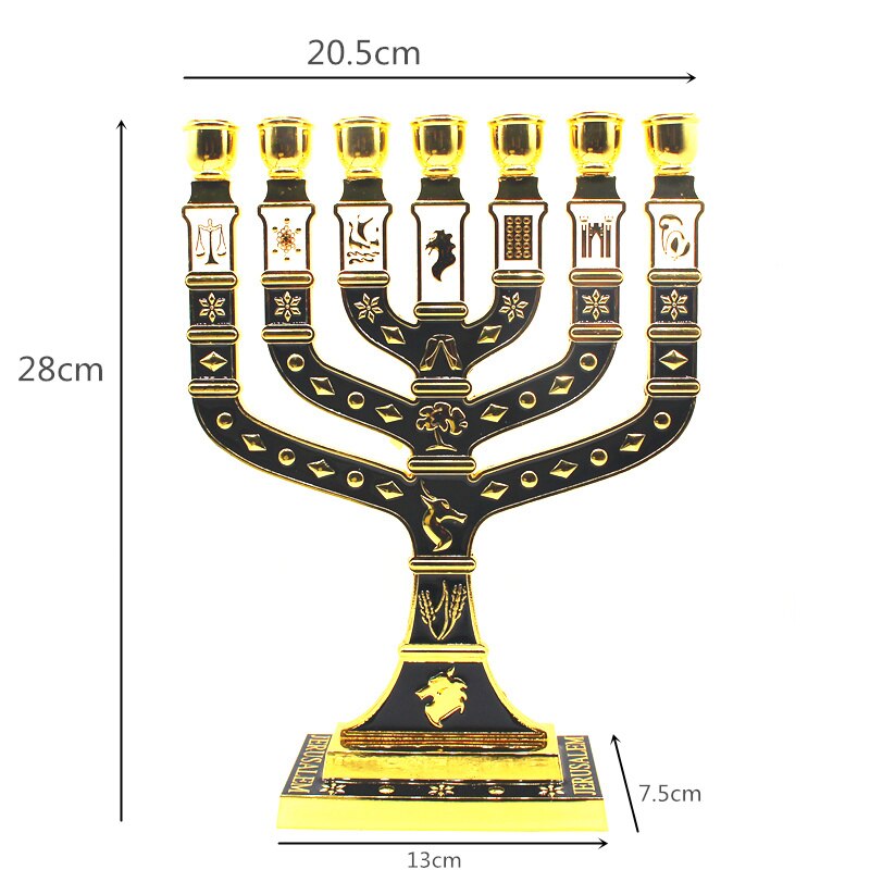 Kultainen seitsemän haara menora 12 israelilaista juutalaista kynttilänjalkaa