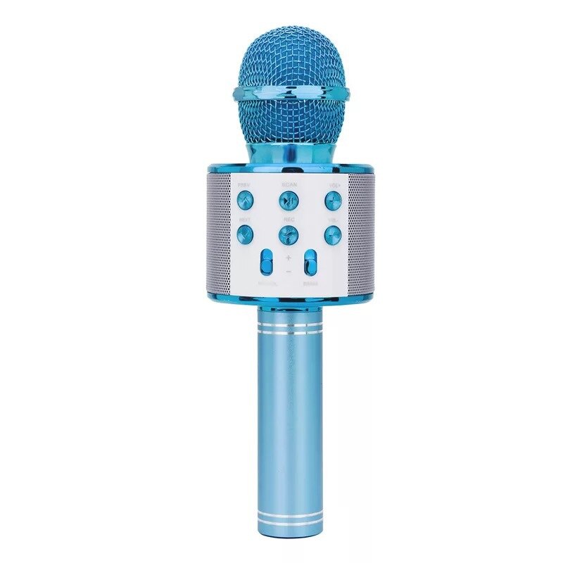 Ws 858 Draadloze Usb Microfoon Professionele Condensator Karaoke Mic Bluetooth Stand Radio Mikrofon Studio Opname Studio WS858: Blue