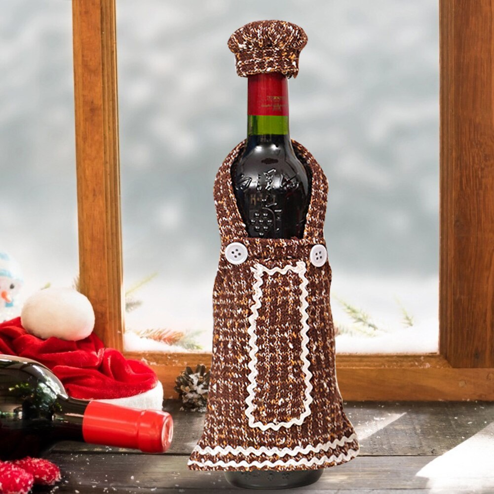 Kerst Schort Wijnfles Cover Bag Leuke Fles Houder Festival Decor Levert Jaar Etentje Tafel Decors