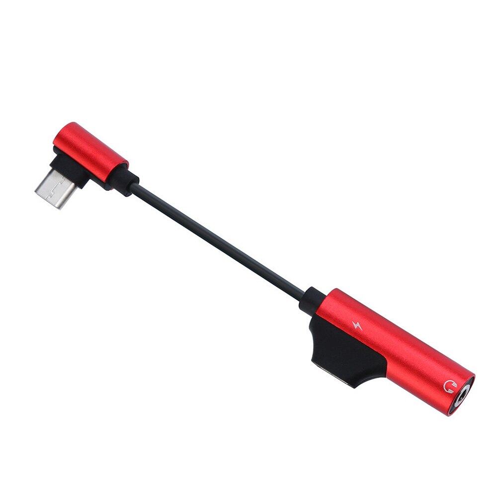 2 In 1 Type-C Tot 3.5 Mm Koptelefoonaansluiting Opladen Adapter Voor Huawei P30 Pro P20 Mate Metalic mobiel Converter Accessoires: Rood