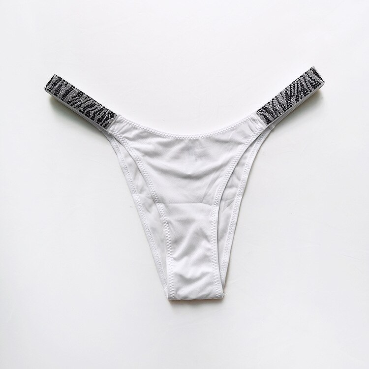 String Sexy de Style européen pour femmes, sous-vêtement en diamant, taille basse, sans couture, confortable, string zèbre, Lingerie féminine,: diamond whit pants / S