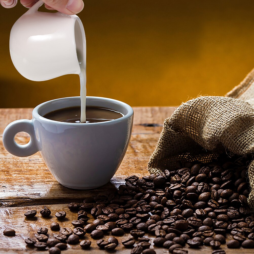 4Pcs Coffee Syrup Dispenser Ceramic Creamer Container Pot with Handle (White)