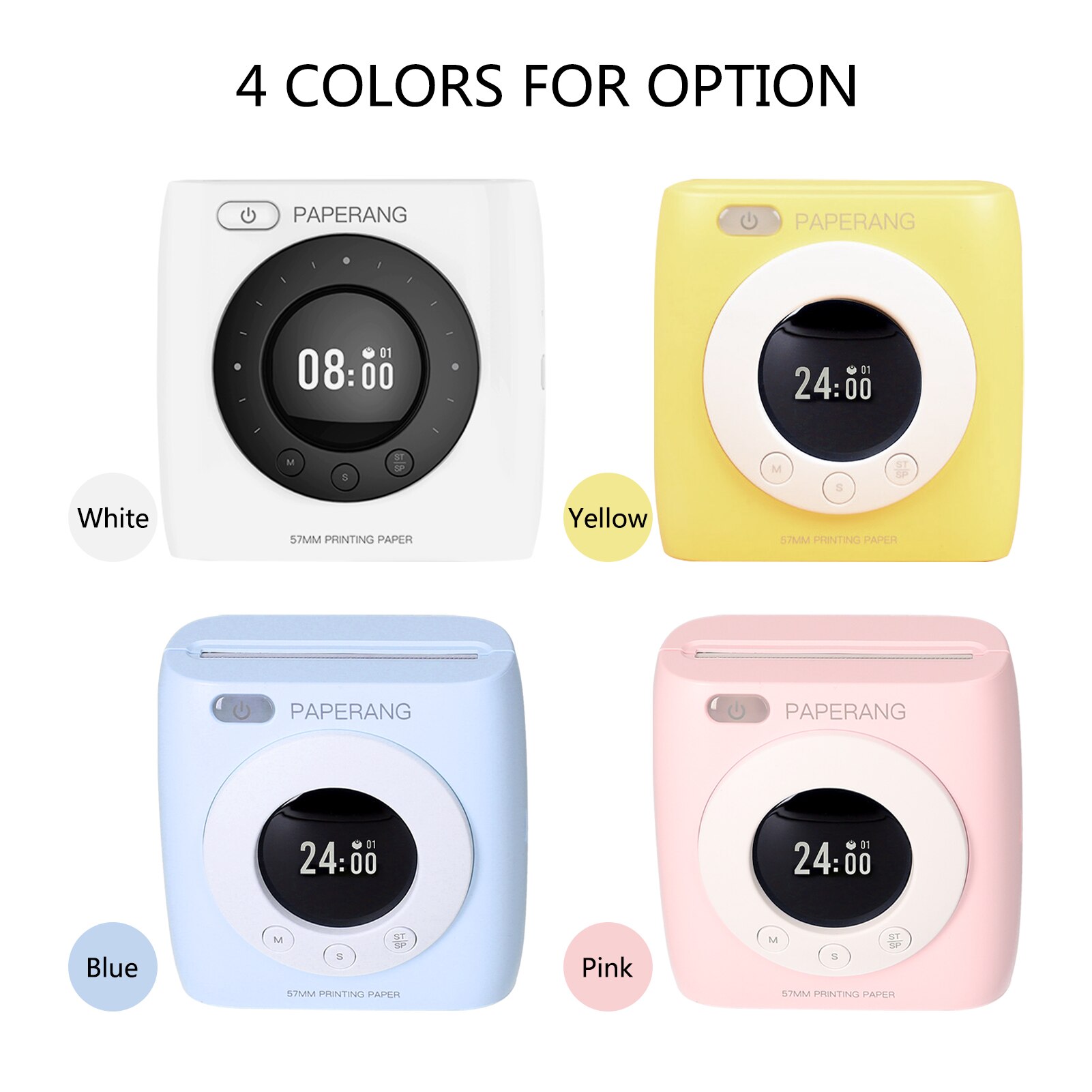 PAPERANG P2S stampante tascabile 300dpi BT stampante termica senza fili mini stampante portatile mobile etichetta adesiva con funzione orologio