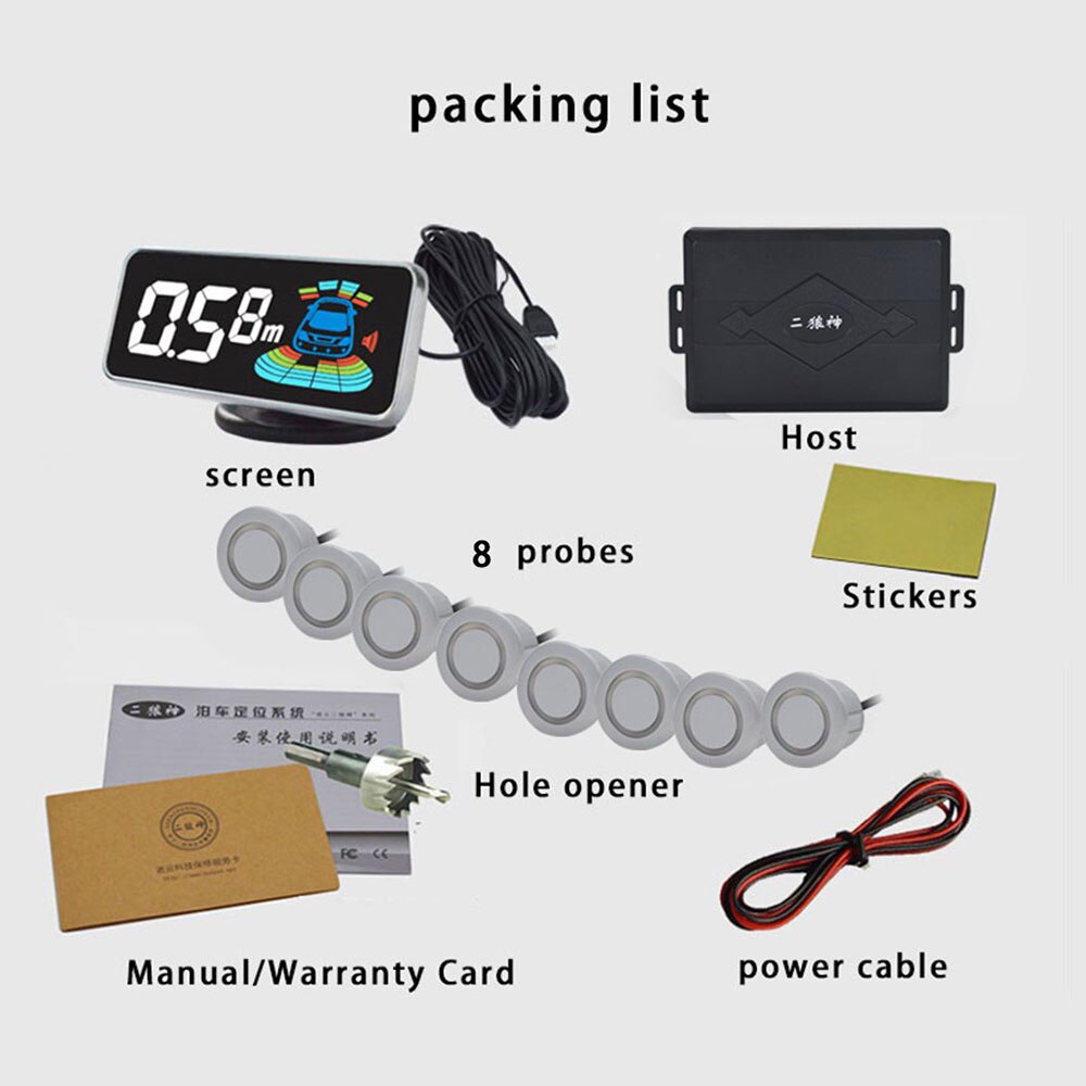 8 Car probes Parking Electromagnetic Sensor Motion Backlight Car Electronics Auto Blind Spot Detector Kit Voice Buzzer