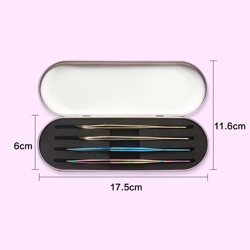 4 Schlüssel Wimpern Pinzette Kasten exquisit Weißblech Lagerung Schutz Kasten Wimpern Verlängerung Werkzeuge Peitsche Verlängerung Schönheit machen-hoch