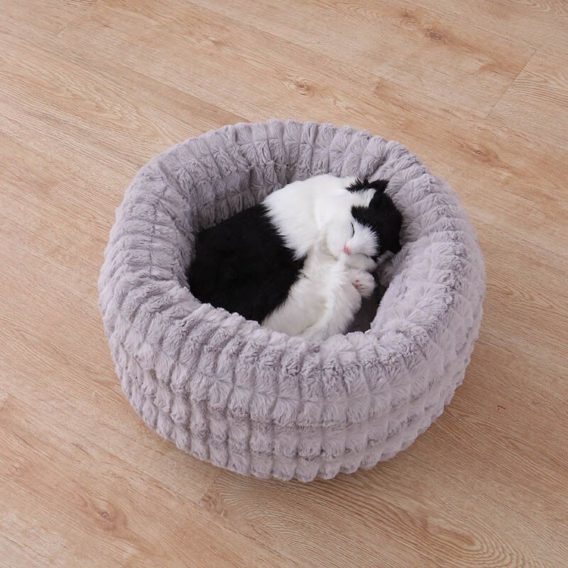 Cama de nido para mascotas, colchoneta redonda de felpa Pv, perros pequeños, chihuahua, Bulldog Francés, adecuado para gatos y perros, lavable, cachorro: 1 / M less than 6kg
