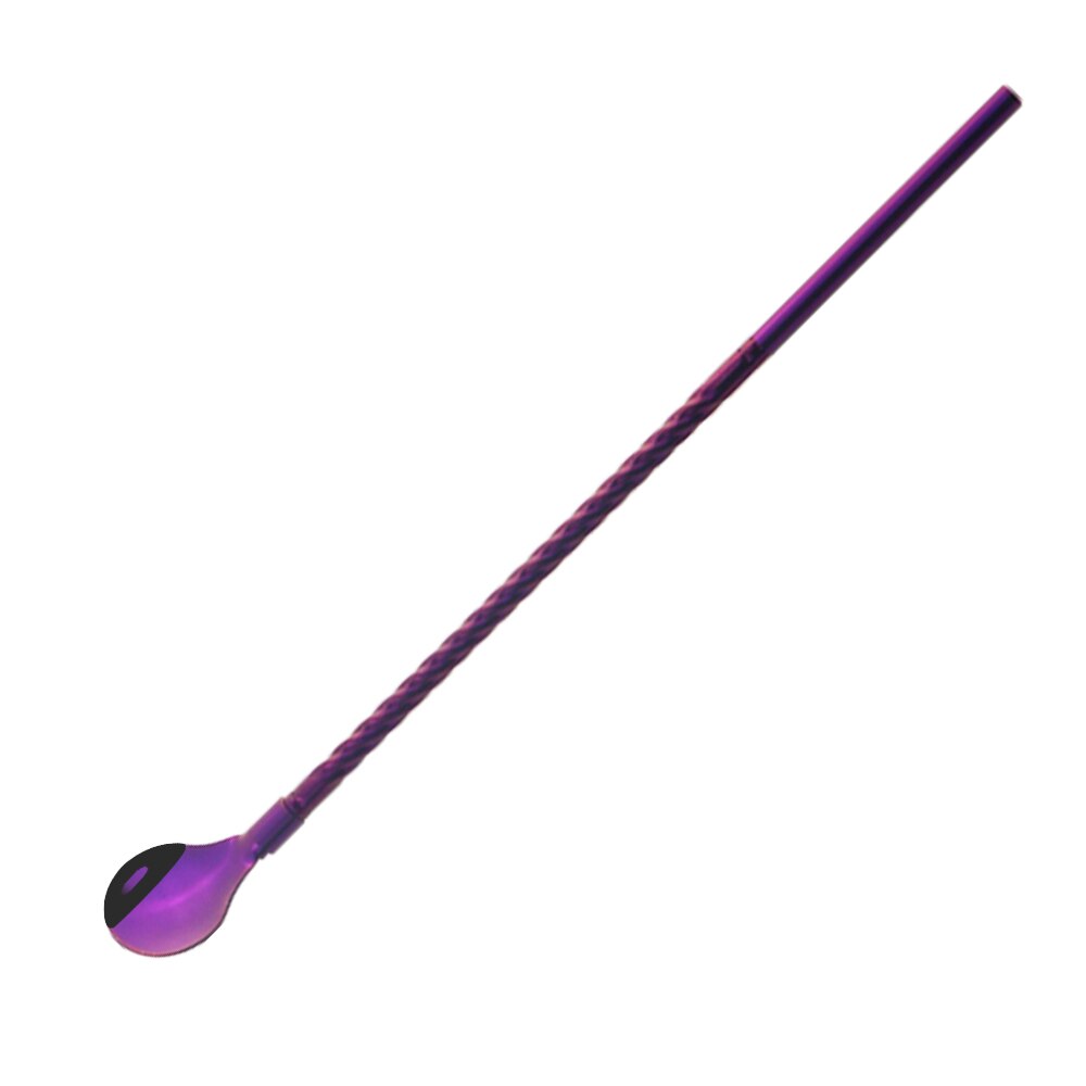 2Pcs Kleurrijke Herbruikbare Rietje Lepel Cocktail Roeren Lepel Roestvrij Stalen Metalen Rietjes Bar Koffie Roeren Gereedschap: 2Pcs Purple