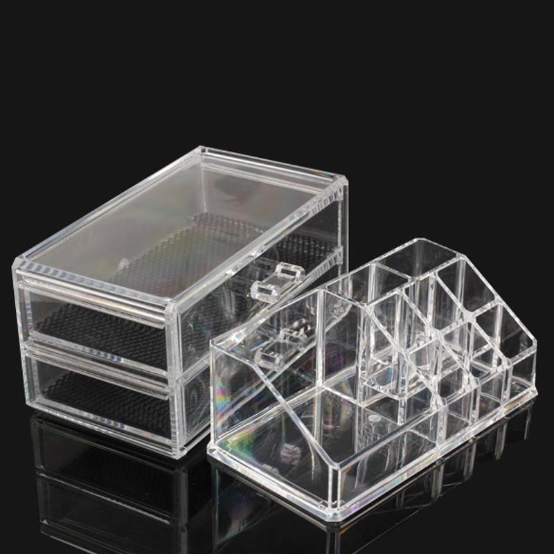 Draagbare Make-Up Sieraden Acryl Opbergdoos Make Up Transparante Cosmetische Organizer Storage Drawers Lipstick Gloss Houder