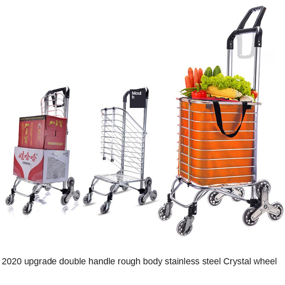 B-life købmand indkøb hånd lastbil vogne aluminiumslegering trappe klatrehjul trolley dolly vasketøjspose foldbar: Gul