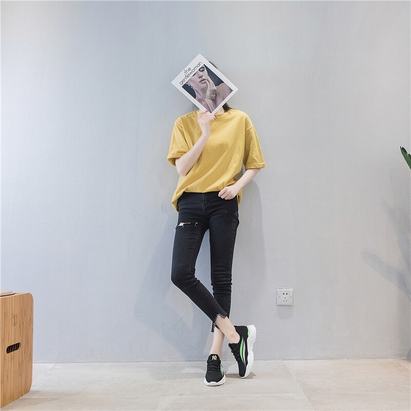 Mesh mesh schoenen kleine witte schoenen dames ademend veelzijdig zomer dikke bodem helling hoge hakken damesschoenen