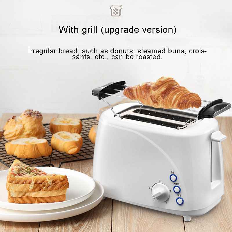 Kbxstart 220V Home Automatic Toaster Fast Heating Bread Breakfast Spit Driver Mini Stainless Steel Toaster 2 Slices