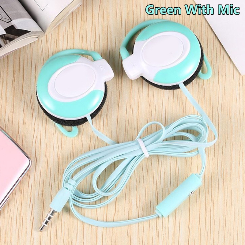 Wired Headphones Stereo 3.5MM Ear Hook Music Game Earphone With Mic For Mobile Phone PC Laptop Mp3 Mp4 Wired Headset: Blue