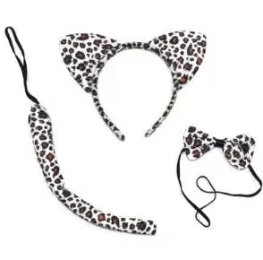 Halloween Kids Meisjes Dier Tijger Kostuum Set Fancy Dress Luipaard Ear Hoofdband Staart Strik Tutu Rok Cosplay Party: Ivoor