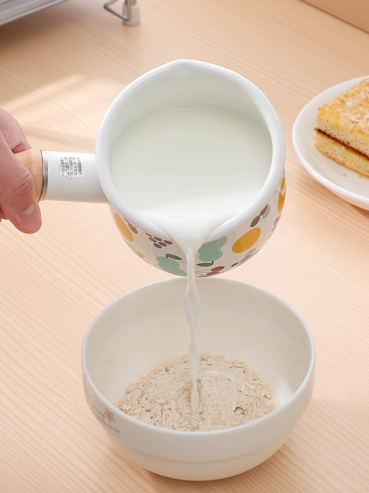 JAPAN Nonstick Enamel Milk Pot Pan Practical Butter Coffee Warmer Small Milk Pot Kitchen Cooking Pot Noodle Baby Food Handmade