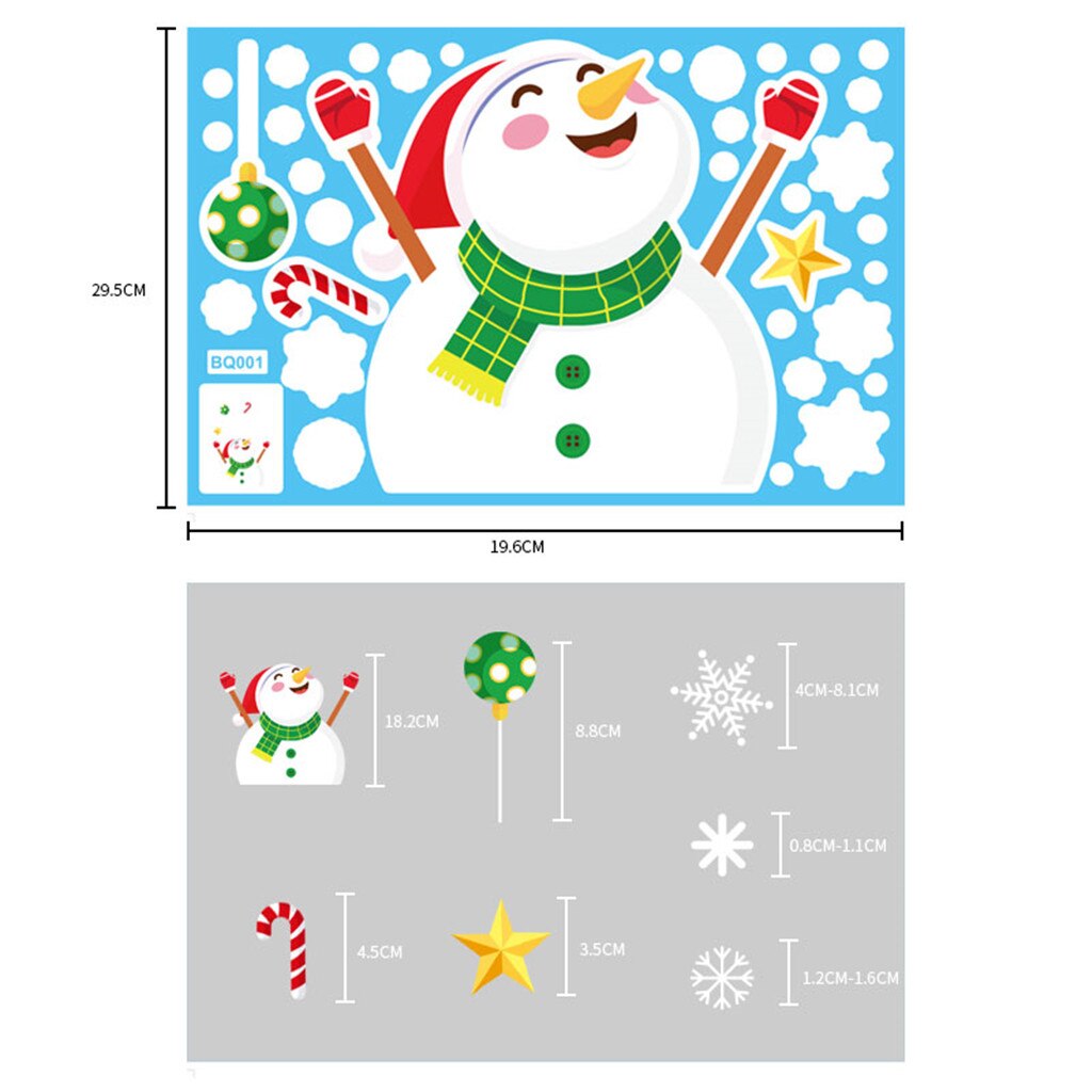 Christmas Electrostatic Stickers Snowflake Elk Set Door Window Glass Stickers Snowman Home Decor Decal Adhesive Year Glass: A