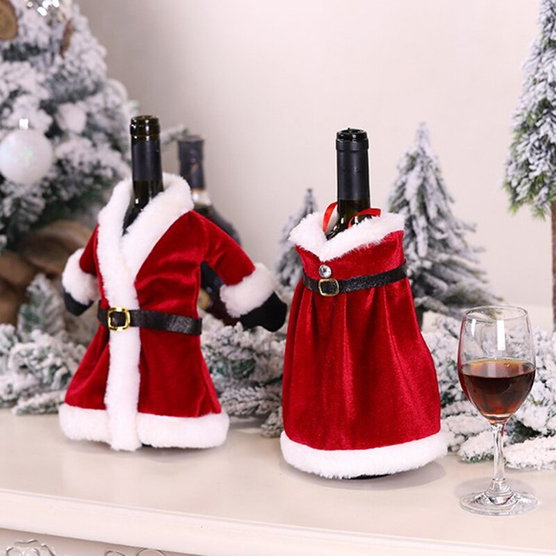 Moda świąteczny pokrowiec na butelkę wina czerwony zestaw robić wina sukienka spódnica dekoracje czerwona torba na wino