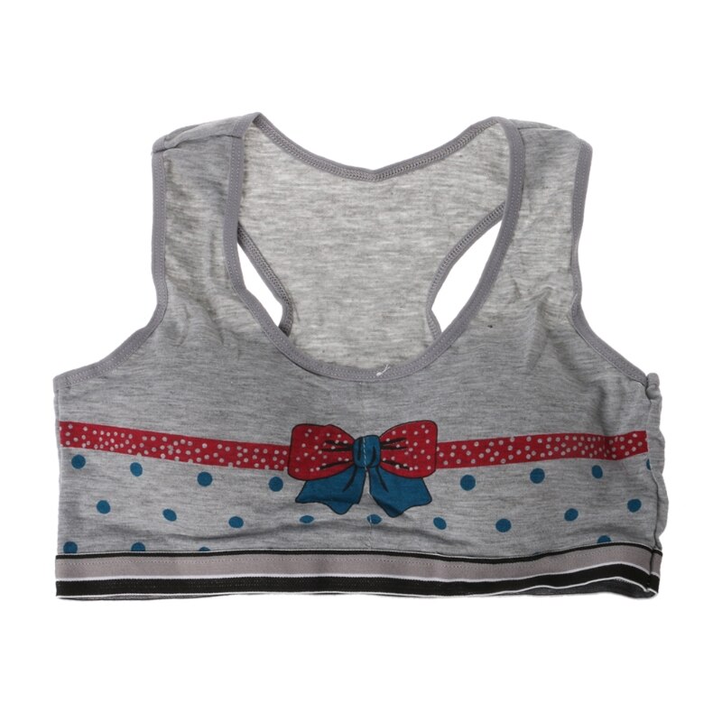 Zachte Katoenen Training Bh voor Baby Meisjes Leuke Strik Dot Riem Vest voor Tiener Beha: Gray