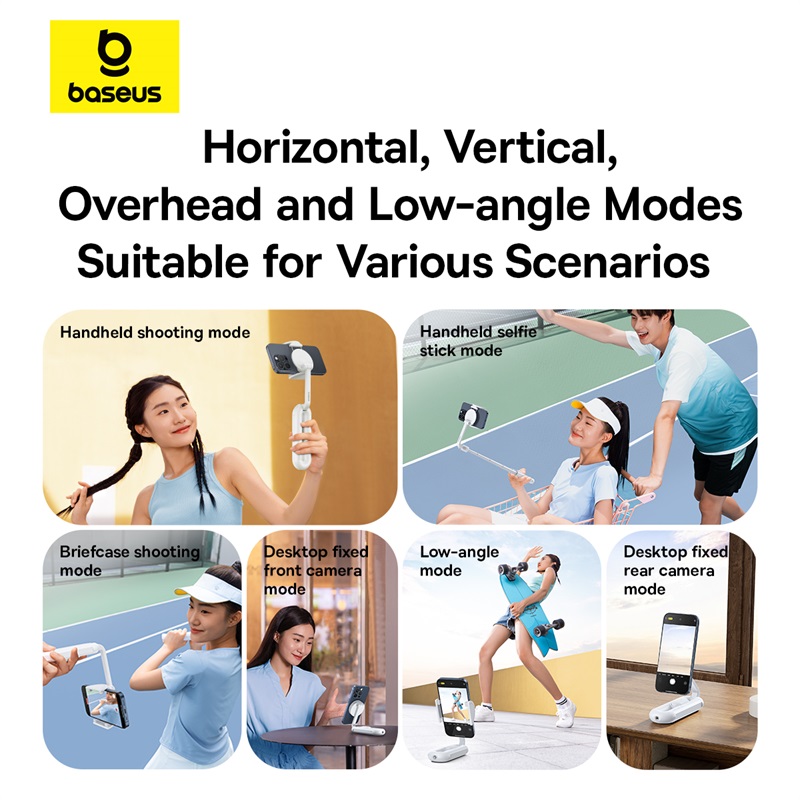 Baseus Magnetische Telefoon Selfie Stick voor iPhone 16 15 Pro Draadloze Bluetooth Gimbal Stabilizer Houder voor Live Vlog Schieten Stand