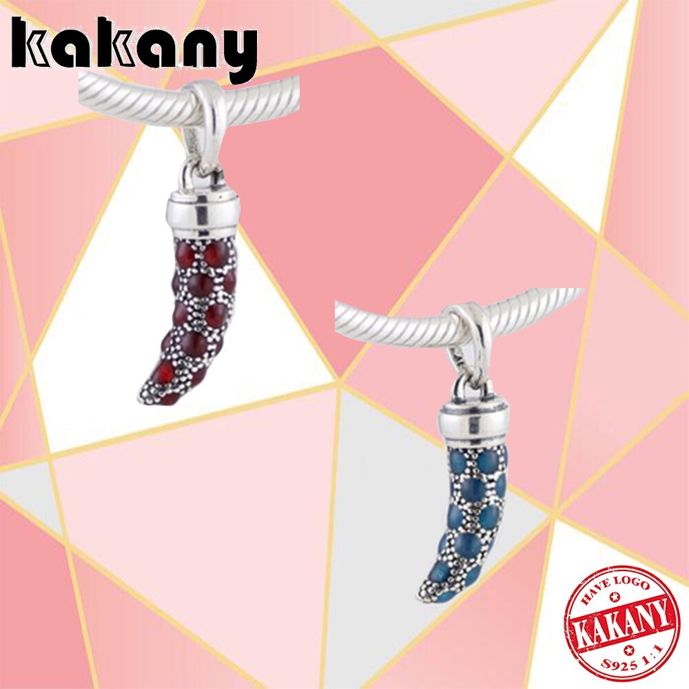 100% S925 925 Sterling Silver Blue Red Small Pendant Original Diy Jewelry Suitable For Women