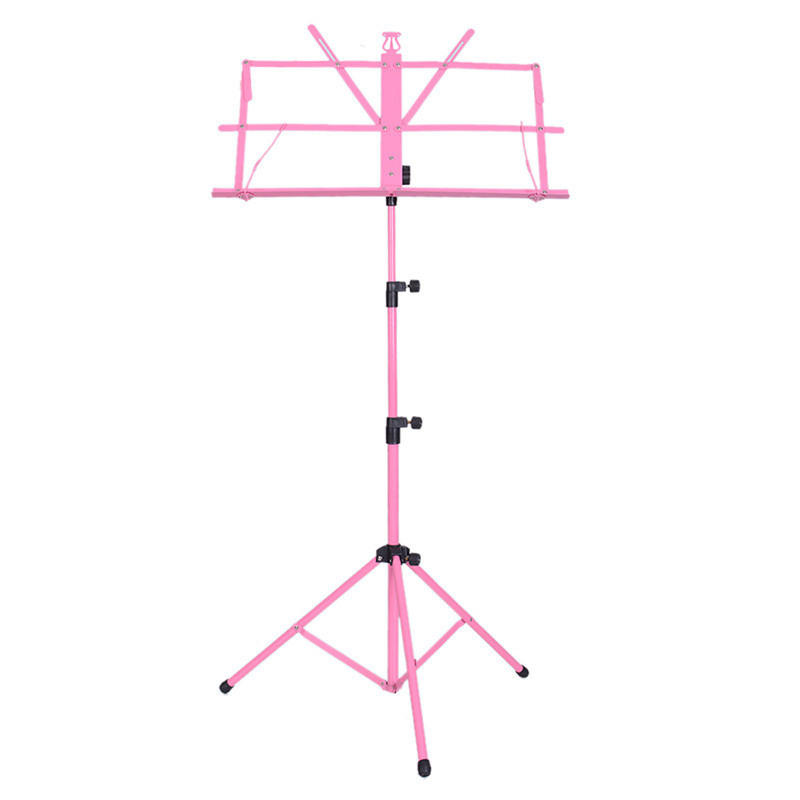 Folding Music Tripod Stand Holder Aluminum Alloy Stand Height Adjustable with Carry Bag for Violin Piano Guitar Instrument: Pink
