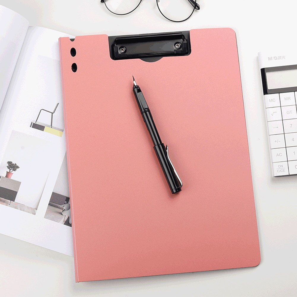 A4 Pp Bestand Map Verticale Type Werk Draagbare Document Organizer Business Met Metalen Clip Solid Beschermende Cover Home Office: Pink Orange