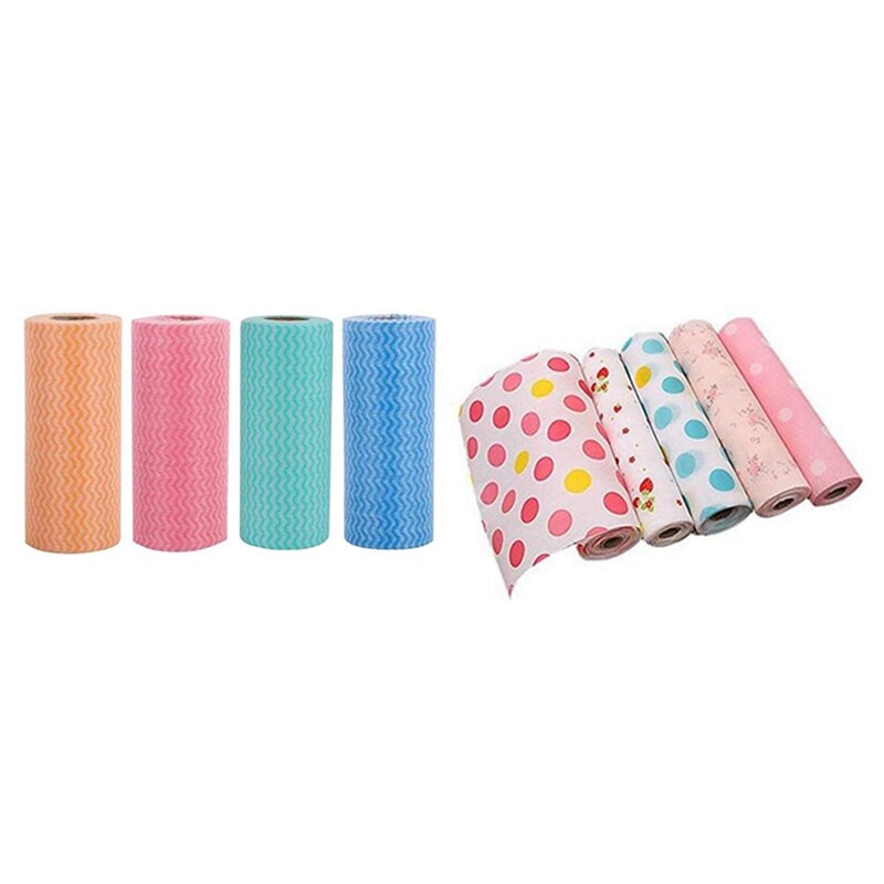5 Rolls 30X300cm Drawer Pads Refrigerator Pad Wardrobe Mat & 4 Roll of 200 Disposable Cleaning Cloth: Default Title